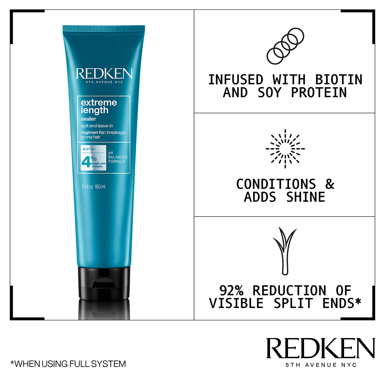 REDKEN EXTREME LENGTH LEAVE IN TREATMENT WITH BIOTIN 150ML Hover Image