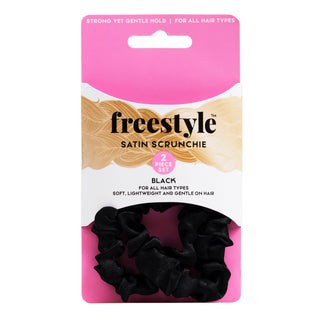 FREESTYLE SATIN SCRUNCHIE 2PC BLACK