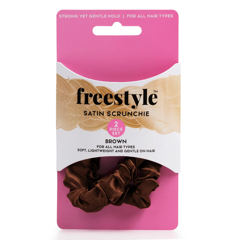 FREESTYLE SATIN SCRUNCHIE 2PC BROWN