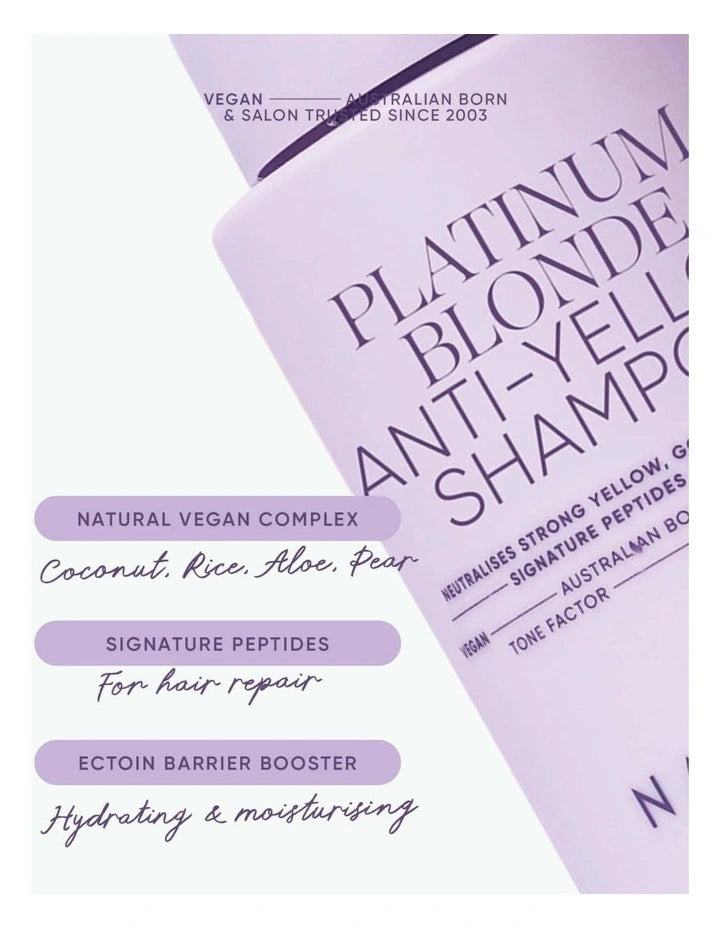 NAK HAIR SIGNATURE PLATINUM BLONDE ANTI-YELLOW SHAMPOO 350ML Hover Image