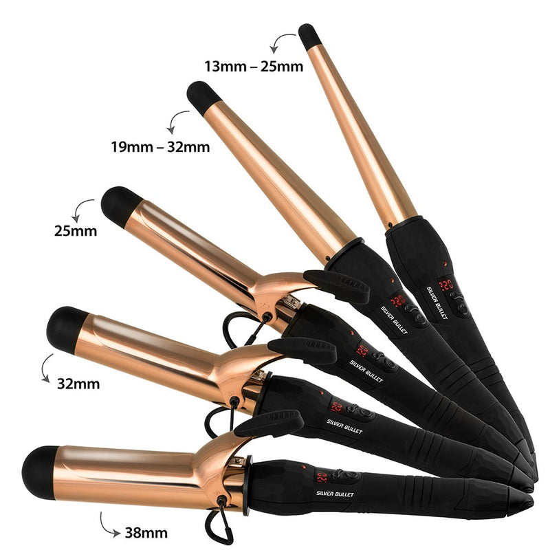SILVER BULLET FASTLANE TITANIUM ROSE GOLD CERAMIC CURLING IRON 38MM