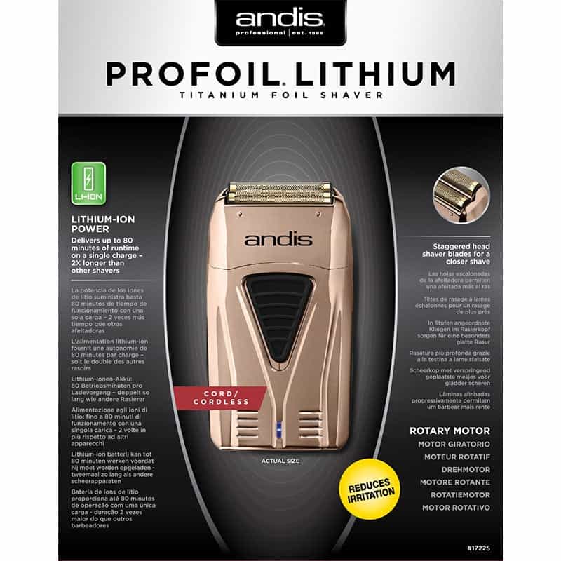 ANDIS PRO FOIL LITHIUM TITANIUM PROFESSIONAL FOIL SHAVER - COPPER