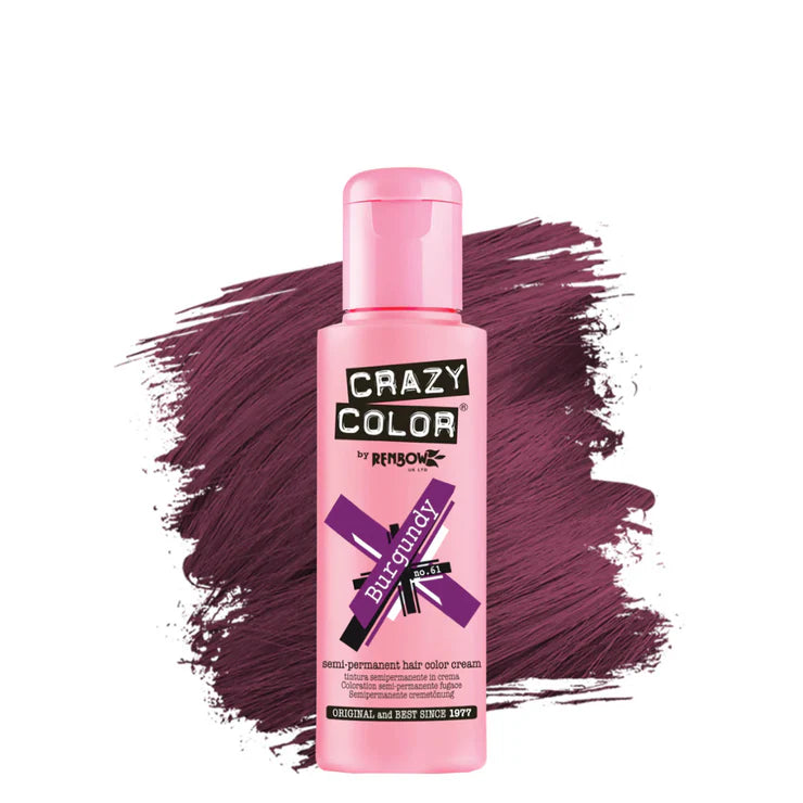 CRAZY COLOR  SEMI-PERMANENT HAIR COLOR CREAM -  BURGANDY #61