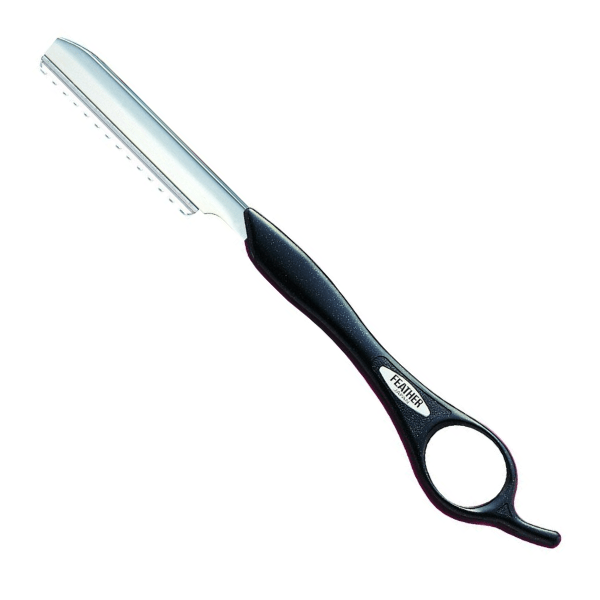 FEATHER STYLING RAZOR LONG HANDLE BLACK