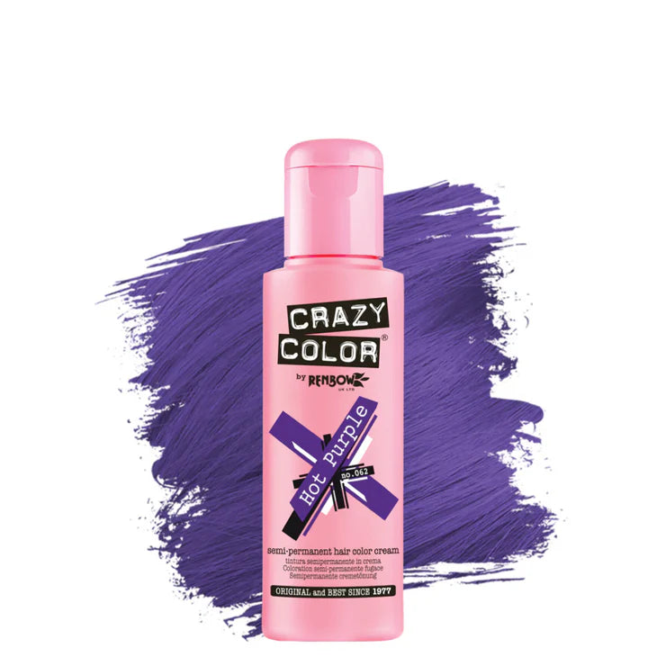 CRAZY COLOR  SEMI-PERMANENT HAIR COLOR CREAM -  HOT PURPLE #62