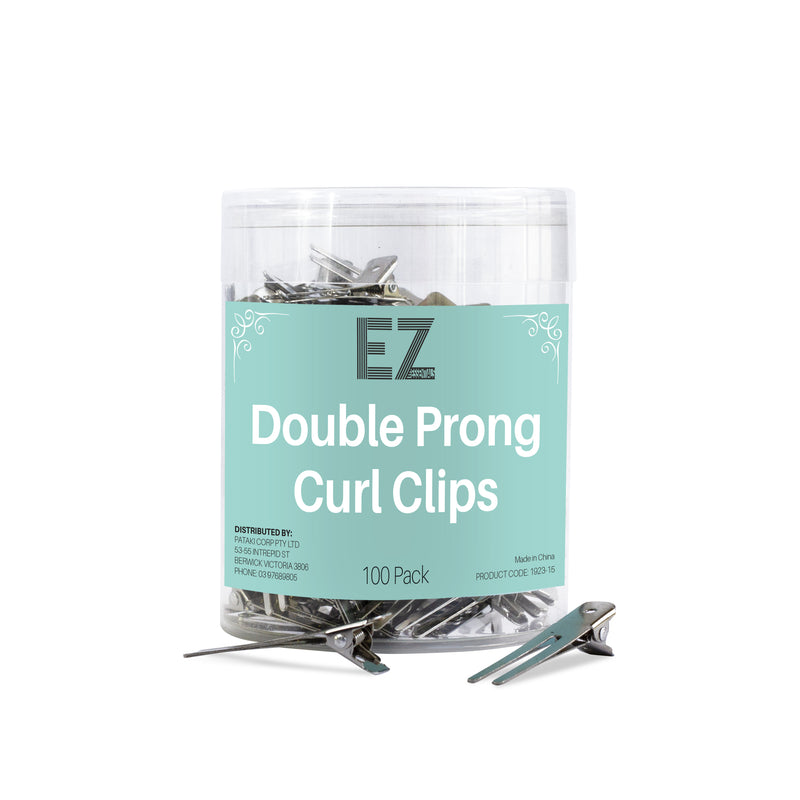 EZ ESSENTIALS DOUBLE PRONG CURL CLIPS - 100 PACK