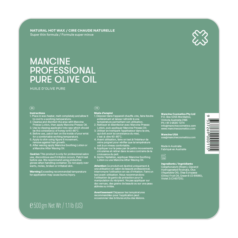 MANCINE PURE OLIVE OIL HOT WAX 500GM