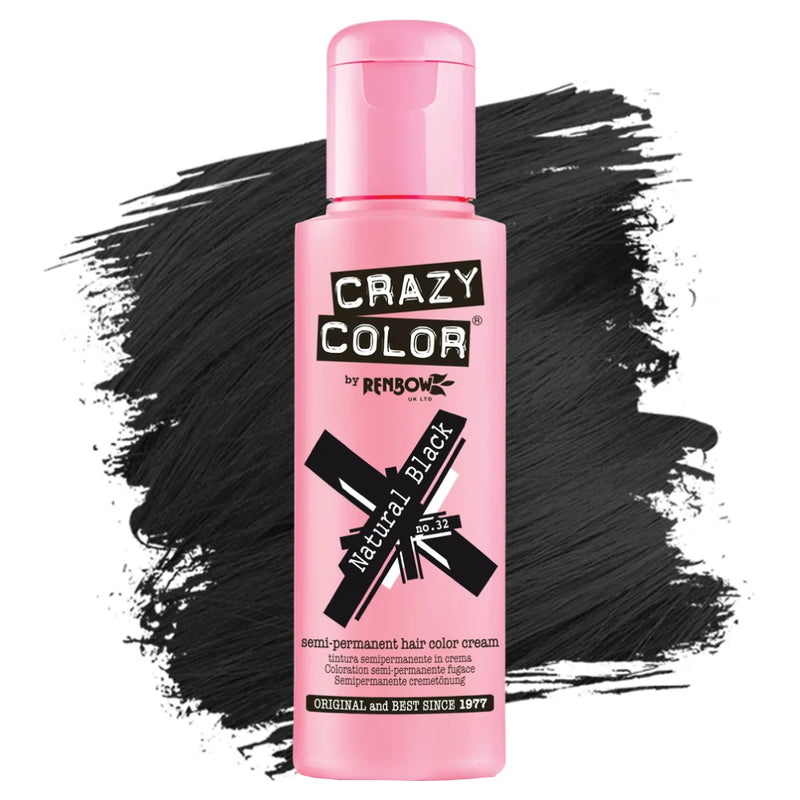 CRAZY COLOR SEMI-PERMANENT HAIR COLOR CREAM - NATURAL BLACK #032