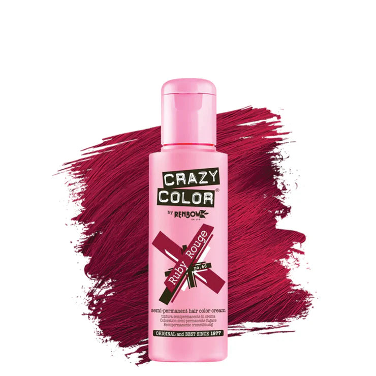CRAZY COLOR  SEMI-PERMANENT HAIR COLOR CREAM -  RUBY ROUGE #66