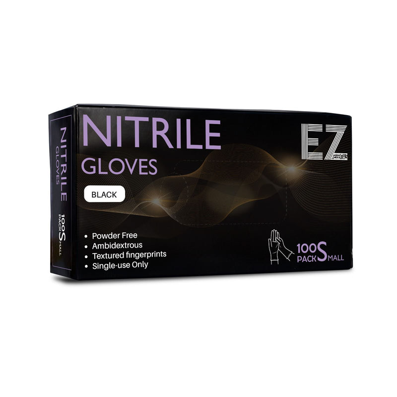 EZ ESSENTIALS NITRILE GLOVES BLACK 100 PACK - SMALL