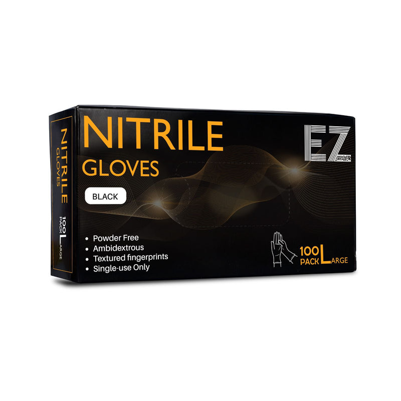 EZ ESSENTIALS NITRILE GLOVES BLACK 100 PACK - LARGE