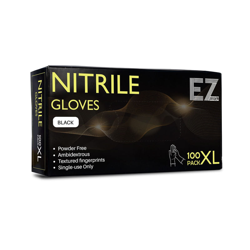 EZ ESSENTIALS NITRILE GLOVES BLACK 100 PACK - EXTRA LARGE
