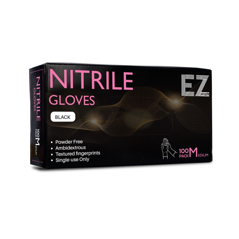 EZ ESSENTIALS NITRILE GLOVES BLACK 100 PACK - MEDIUM