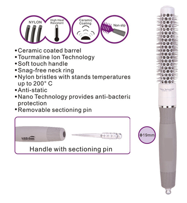 PLATINUM STYLING NANO TECHNOLOGY CERAMIC &amp; IONIC ROUND BRUSH - 19MM