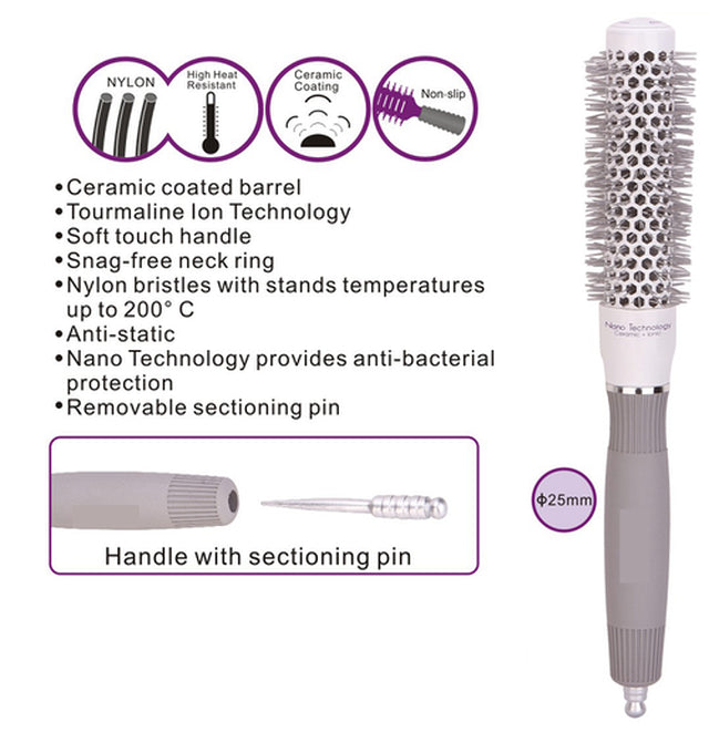 PLATINUM STYLING NANO TECHNOLOGY CERAMIC &amp; IONIC ROUND BRUSH - 25MM