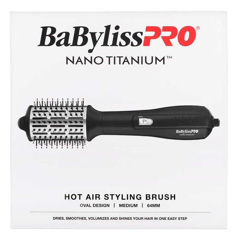 BABYLISS PRO NANO TITANIUM HOT AIR STYLING BRUSH - OVAL - MEDIUM 64MM