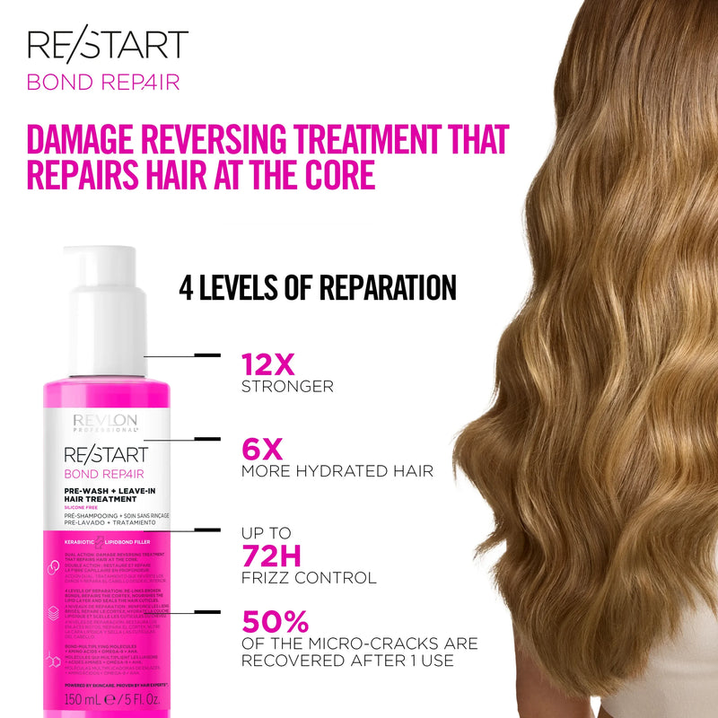 REVLON RESTART BOND REPAIR PRE-WASH AND LEAVE IN HAIR TREATMENT 150ML