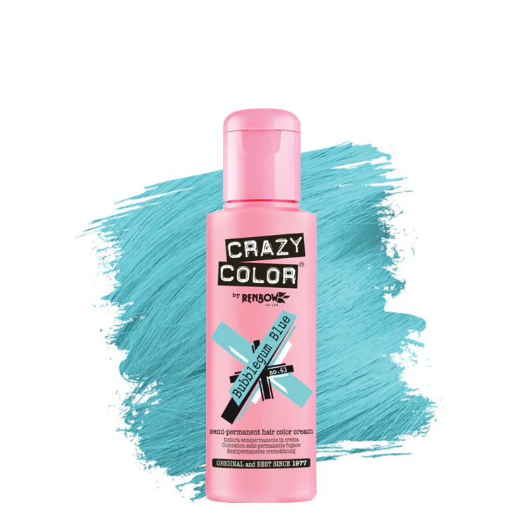 CRAZY COLOR  SEMI-PERMANENT HAIR COLOR CREAM -  BUBBLEGUM BLUE #63