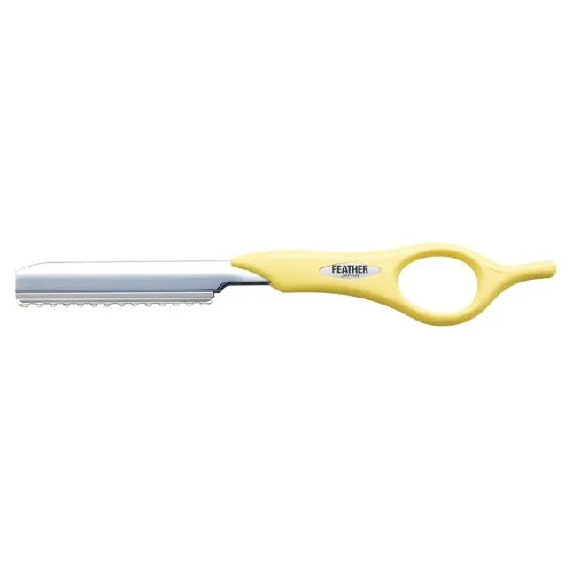 FEATHER STYLING RAZOR SHORT HANDLE CREAM YELLOW
