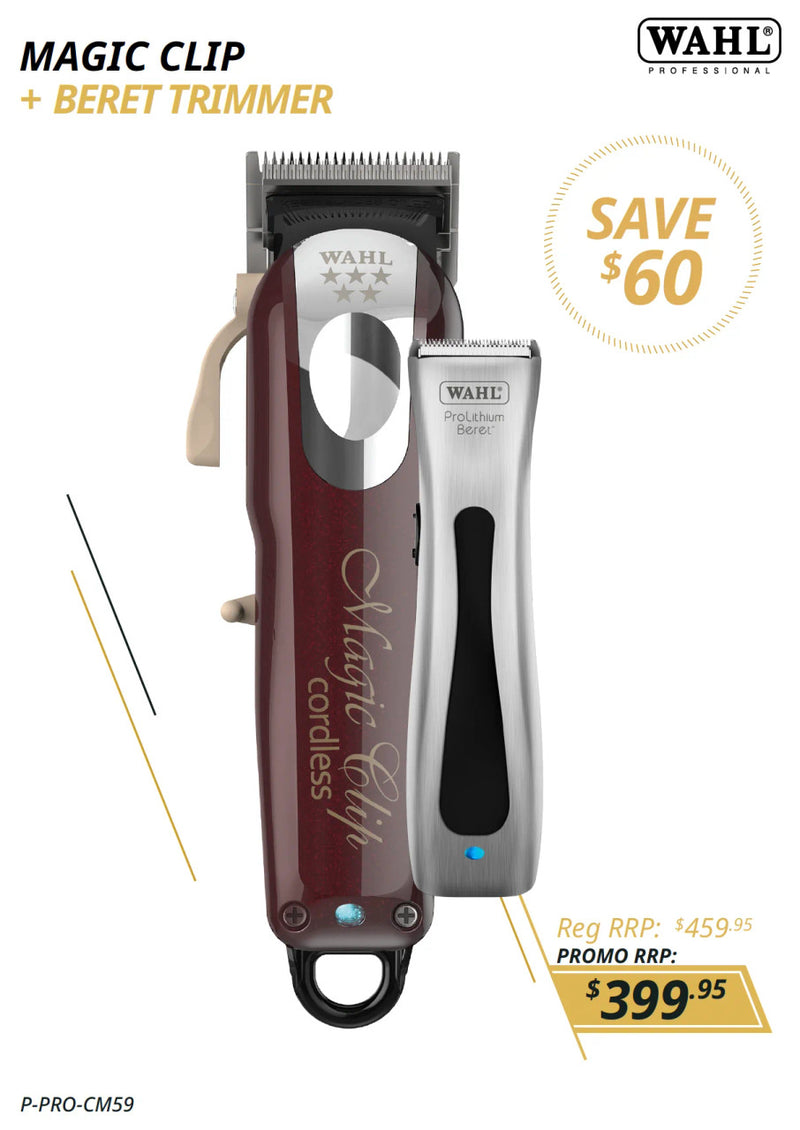 WAHL 5 STAR MAGIC CLIP CORD/CORDLESS CLIPPER & BERET CORDLESS TRIMMER COMBO