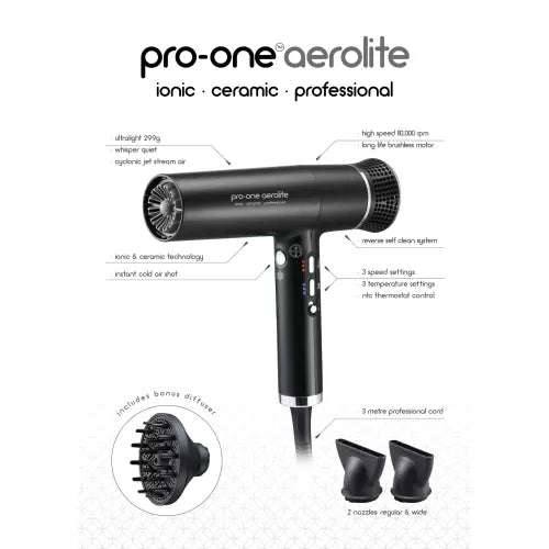 PRO-ONE AEROLITE HAIRDRYER - BLACK