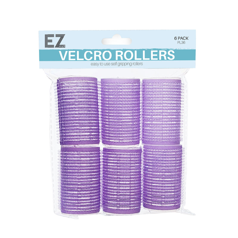 EZ ESSENTIALS VELCRO ROLLERS 36MM PURPLE - 6 PACK